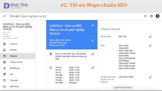 #2. Tối ưu Maps chuẩn SEO
 Cập nhật thông tin
 