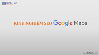 KINH NGHIỆM SEO
www.dinhtinh.com
 
