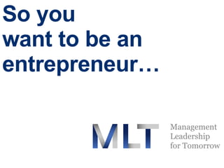 So you  want to be an entrepreneur… 