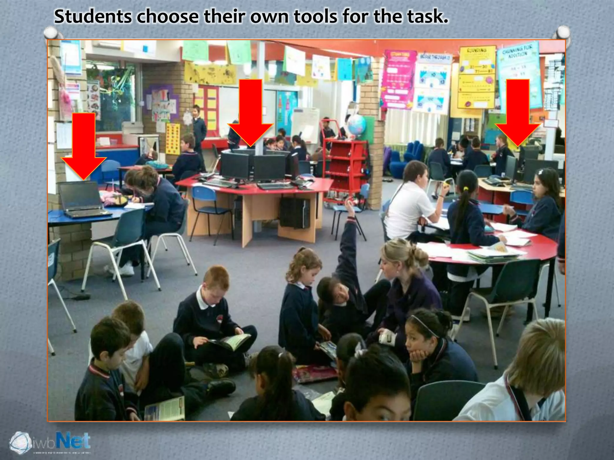Students choose their own tools for the task.
 
