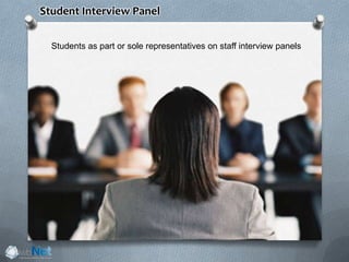 Student Interview Panel
Students as part or sole representatives on staff interview panels
 