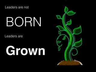 BORN
Leaders are not
Leaders are
Grown
 