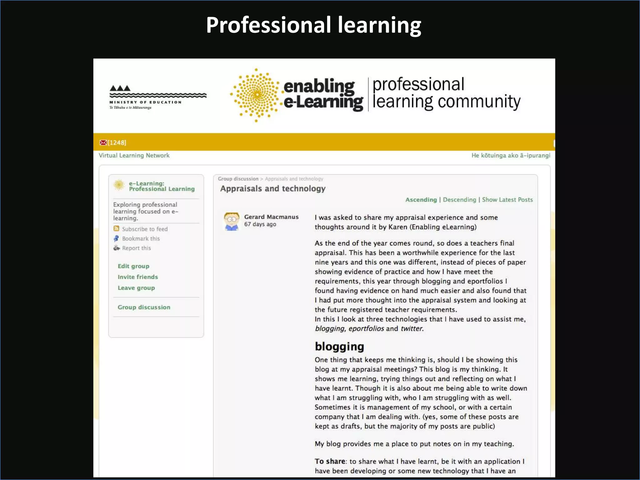 Professional learning
 