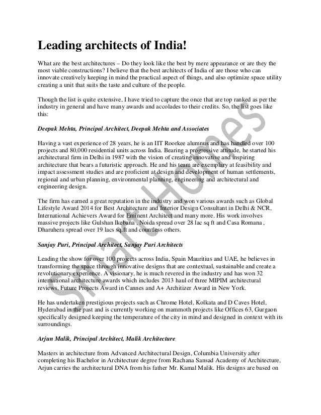 leading architects of india