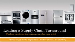 Leading a Supply Chain Turnaround
Whirlpool transformation program over a four-year period
Chakshu Raj | Lokendra Singh Rathore | Rasika Sonkusale | Sharath Shetty
 
