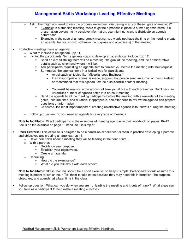leading effective meetings facilitator guide conducting a meeting format