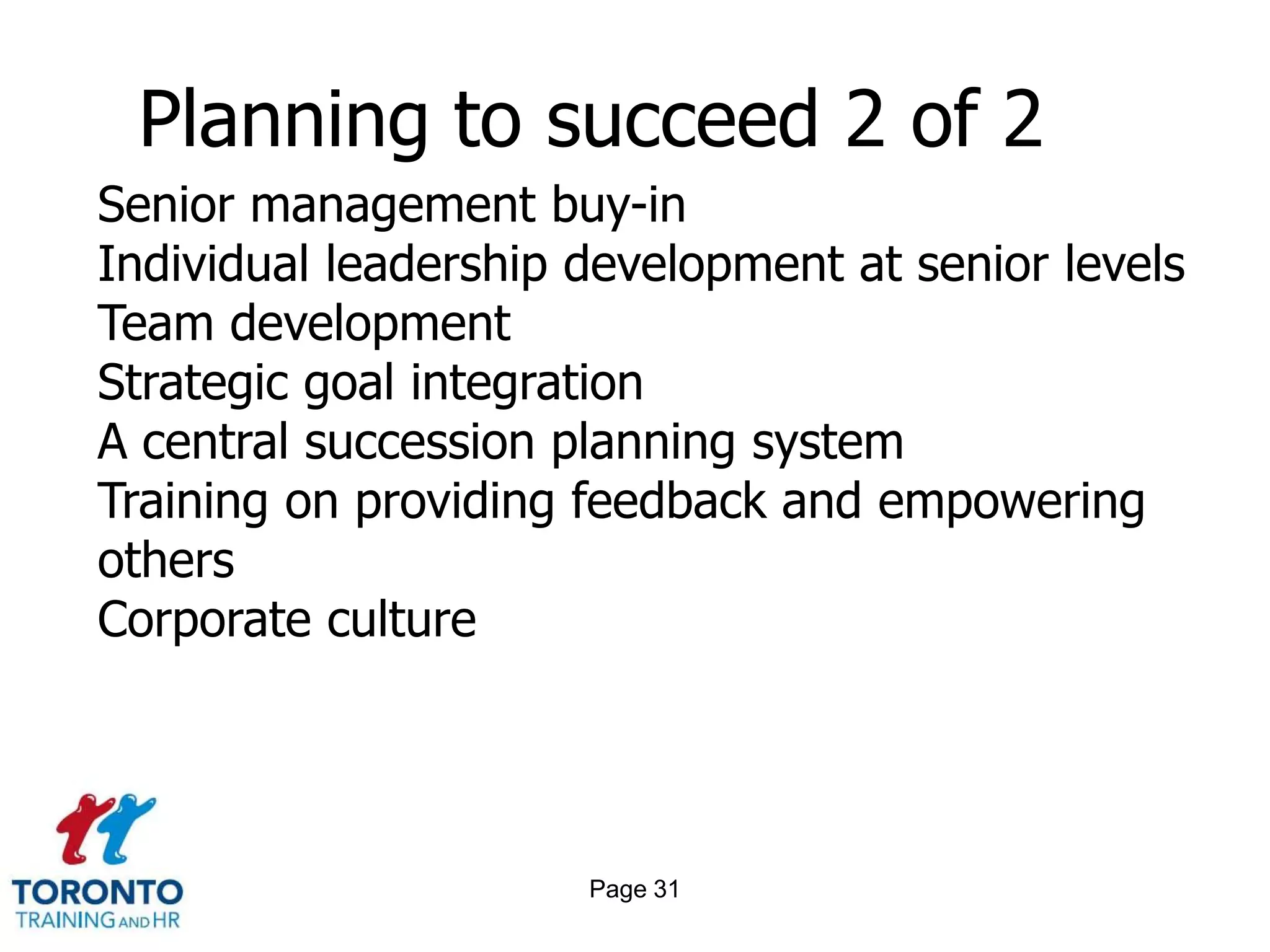Page 29Planning to succeed