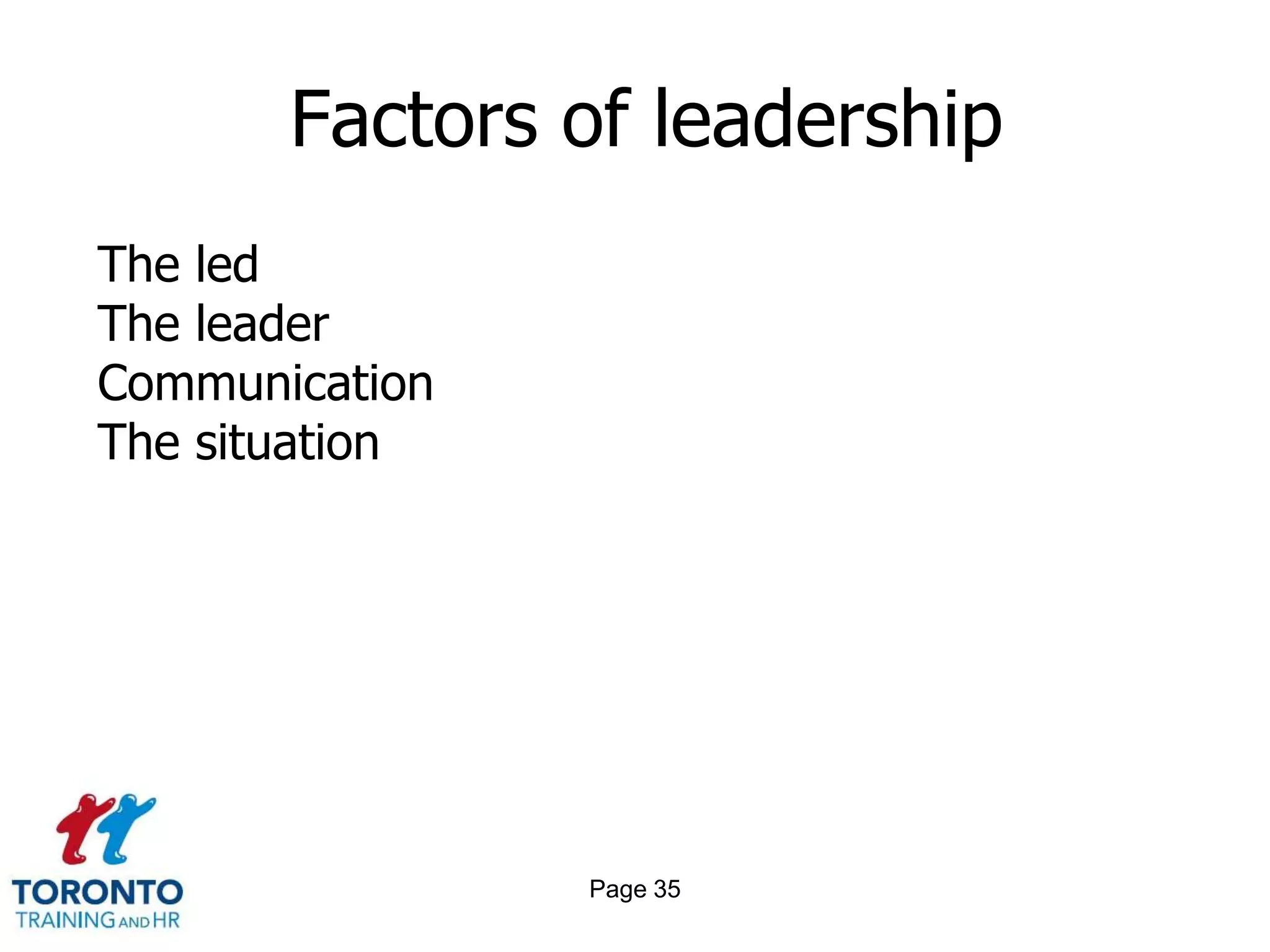 Page 33ImperativesCreate and maintain a clear sense of purposeClarify and identify own value-added role as leaderAlign each person’s role to create focus and valueEquip people to competeSolve problems and remove performance barriersUse time with extreme careCreate a climate for better resultsFoster working relationships and teamworkProvide on-going feedback and coachingDevelop yourself to meet the demands of the job