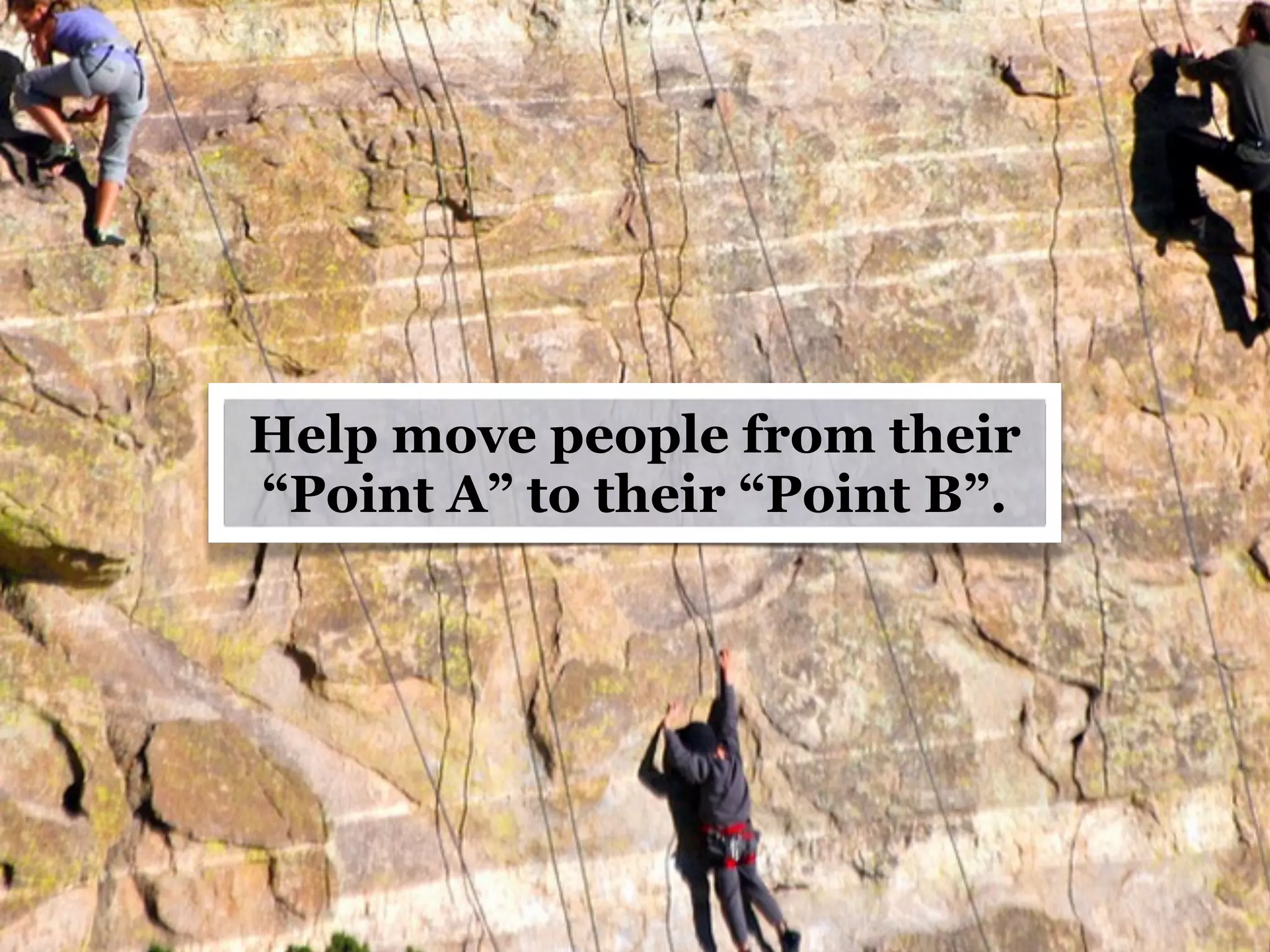 Help move people from their
“Point A” to their “Point B”.

 