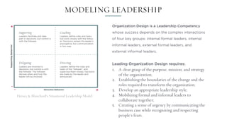 Hersey & Blanchard‘s Situational Leadership Model
MODELING LEADERSHIP
Organization Design is a Leadership Competency
whose...