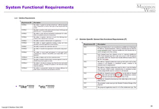 85
Copyright © Maddison Ward 2006
System Functional Requirements
 “like”???? “etc”?????
 