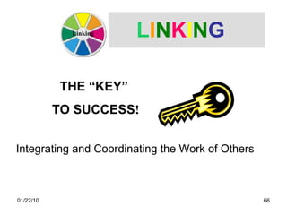 L I N K I N G Integrating and Coordinating the Work of Others THE “KEY”  TO SUCCESS ! Linking 