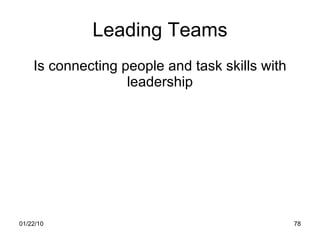 Leading Teams Is connecting people and task skills with leadership 