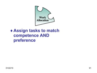 Assign tasks to match competence AND preference 