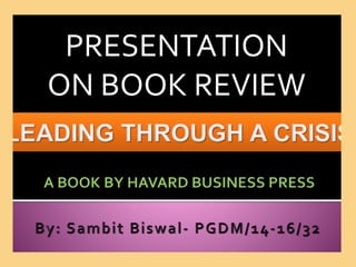PRESENTATION
ON BOOK REVIEW
 