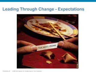 © 2009 Cisco Systems, Inc. All rights reserved. Cisco ConfidentialPresentation_ID © 2009 Cisco Systems, Inc. All rights reserved. Cisco ConfidentialPresentation_ID
Set Realistic ExpectationsLeading Through Change - Expectations
 