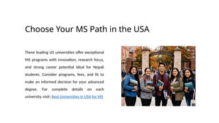 Leading Universities in the USA for Master of Science | PPTX