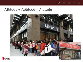 Attitude + Aptitude = Altitude 
21 
 