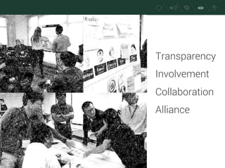 56 
Transparency 
Involvement 
Collaboration 
Alliance 
 