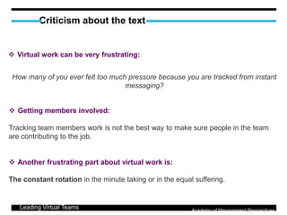 Team management - Leading virtual teams | PPTX