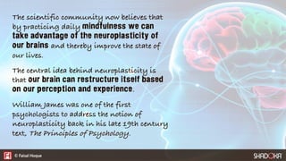 The scientific community now believes that
by practicing daily mindfulness we can
take advantage of the neuroplasticity of...