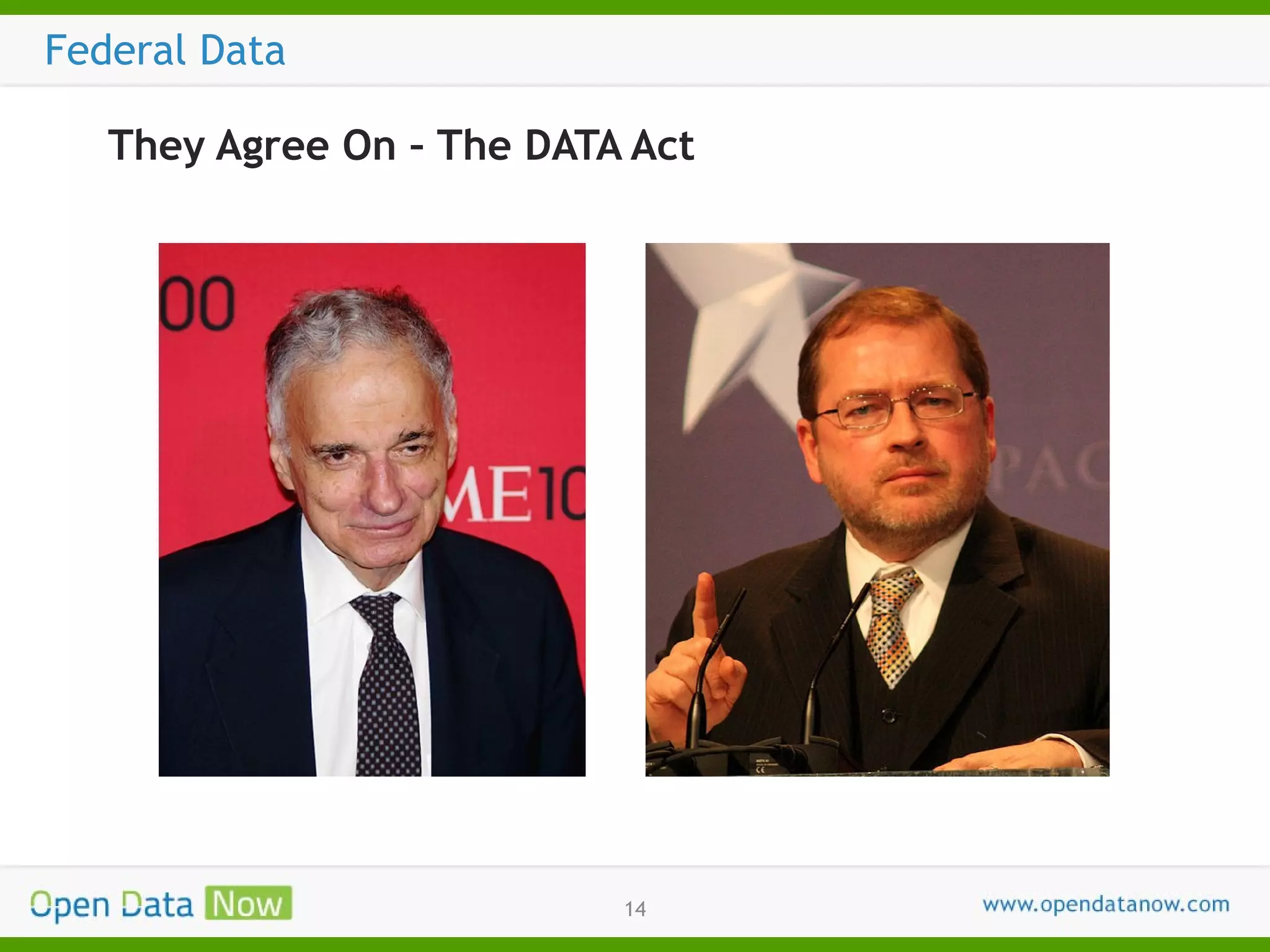 Federal Data
They Agree On – The DATA Act

14

 
