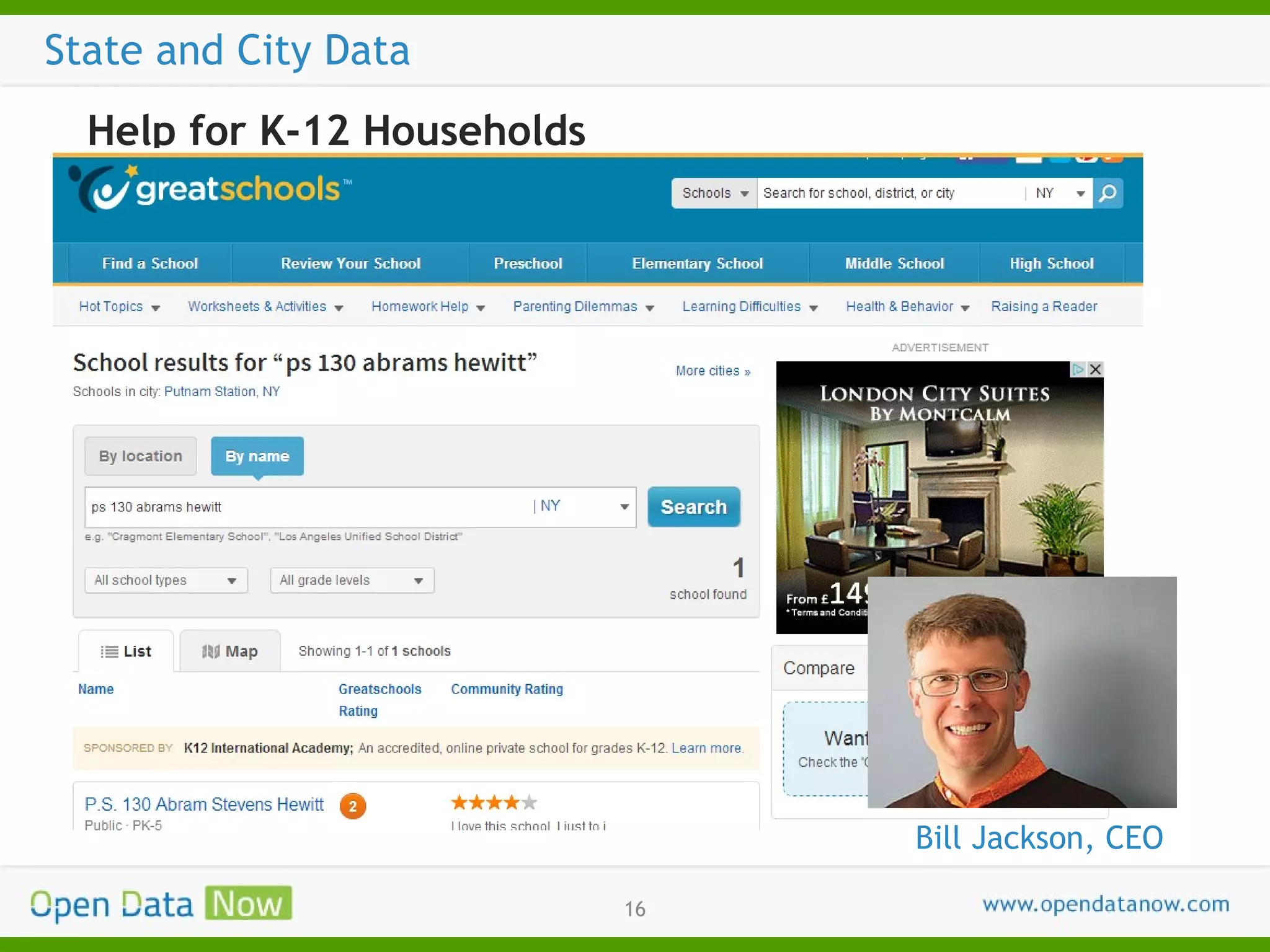 State and City Data
Help for K-12 Households

Bill Jackson, CEO
16

 