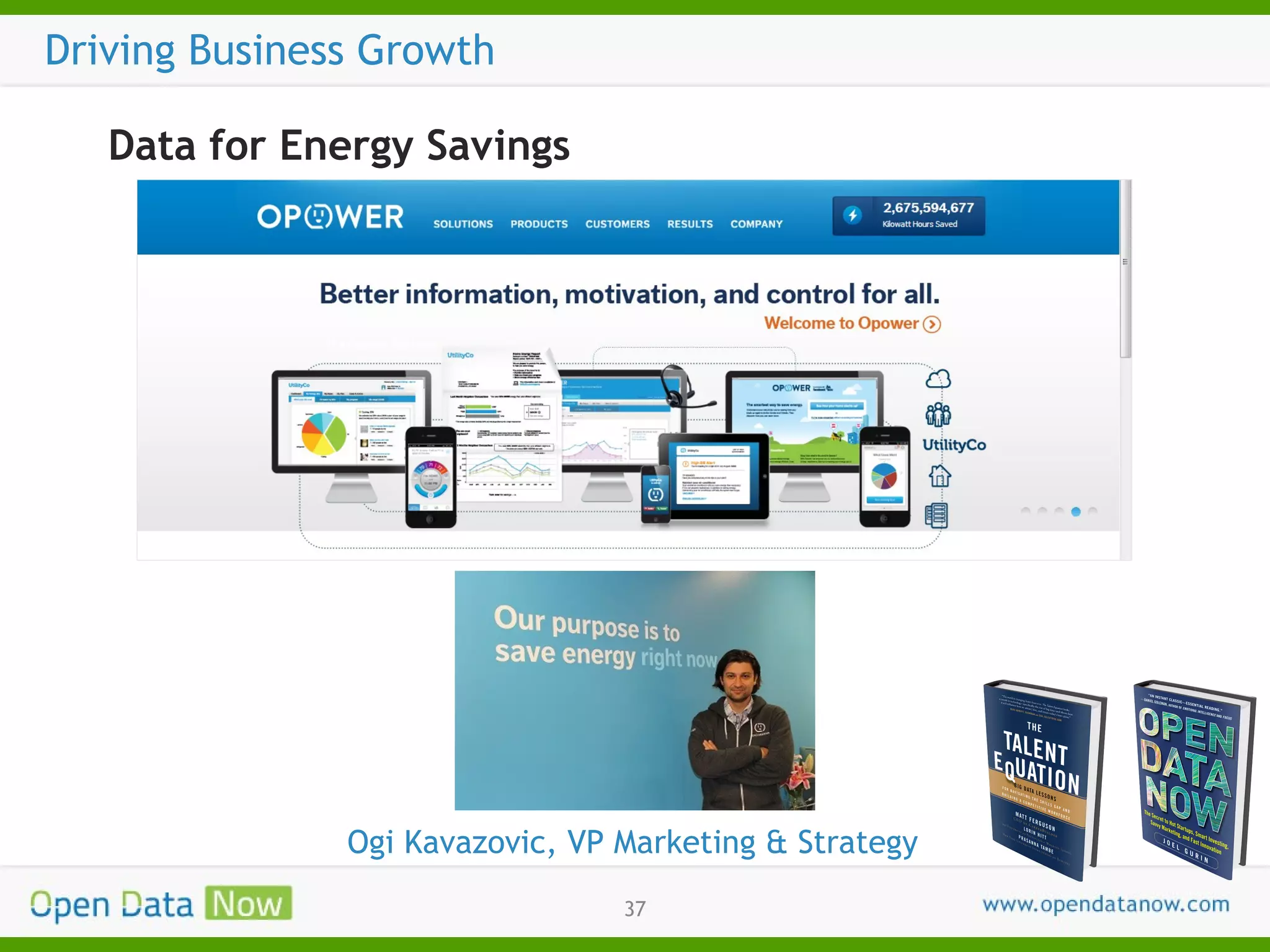Driving Business Growth
Data for Energy Savings

Ogi Kavazovic, VP Marketing & Strategy
37

 