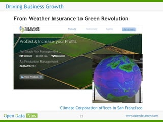 Driving Business Growth
From Weather Insurance to Green Revolution

Climate Corporation offices in San Francisco
33

 