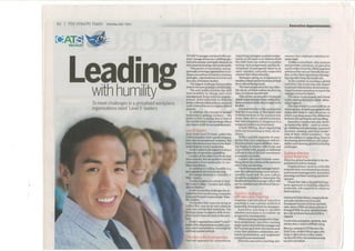 Leading with Humility  - ST 7 July 2012
