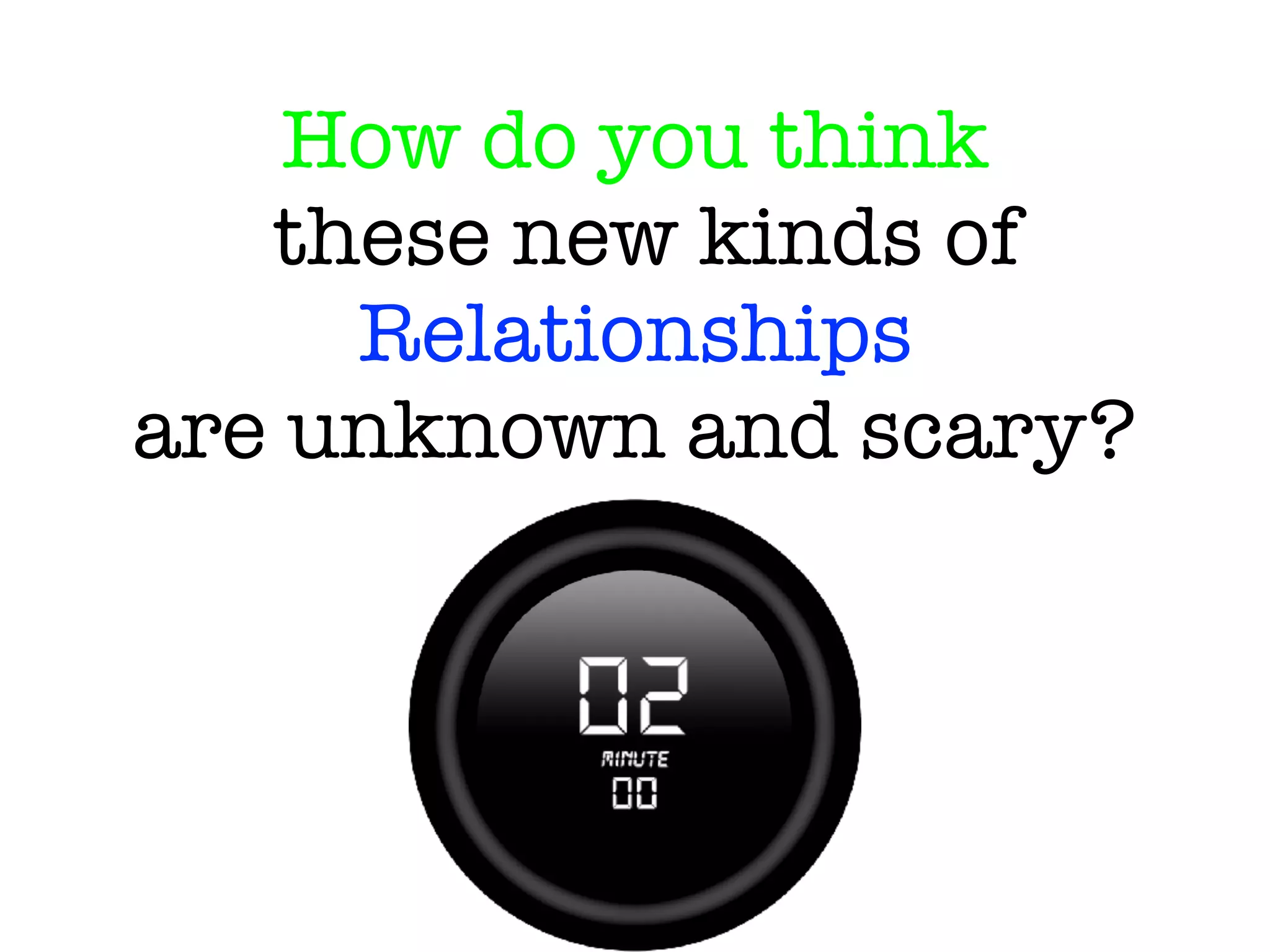How do you think
these new kinds of
Relationships
are unknown and scary?
 