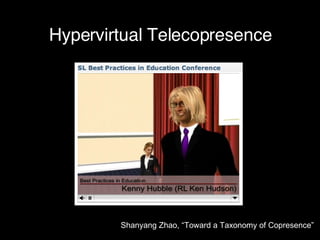 Hypervirtual Telecopresence Shanyang Zhao, “Toward a Taxonomy of Copresence” 
