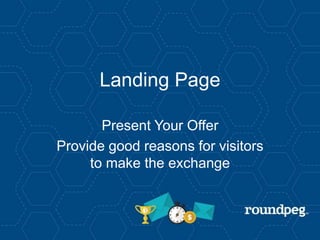 Landing Page
Present Your Offer
Provide good reasons for visitors
to make the exchange
 