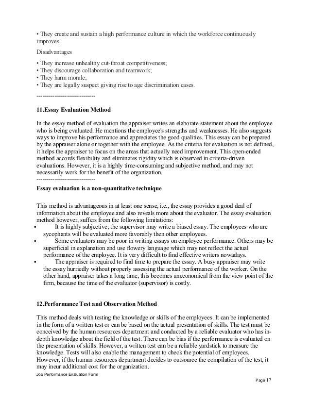 Essays About Depression Job Performance Evaluation Form Page 7 Paragraph Essay Outline also Persuasive Essay On Immigration Lead Medical Assistant Performance Appraisal Writing Scholarship Essays