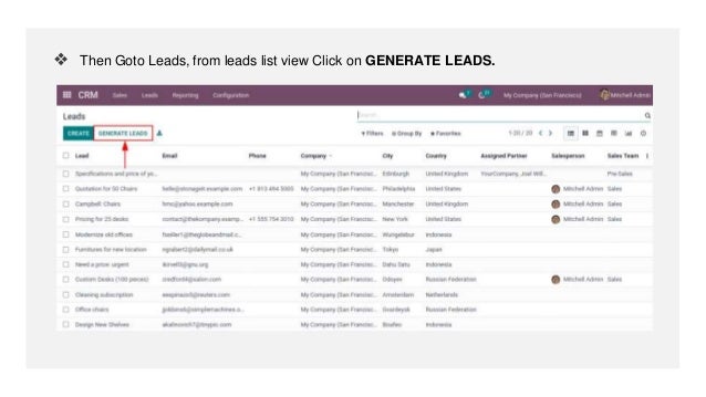 ❖ Then Goto Leads, from leads list view Click on GENERATE LEADS.
 