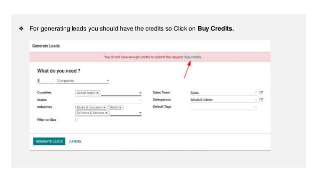 ❖ For generating leads you should have the credits so Click on Buy Credits.
 