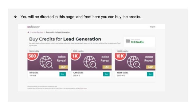 ❖ You will be directed to this page, and from here you can buy the credits.
 