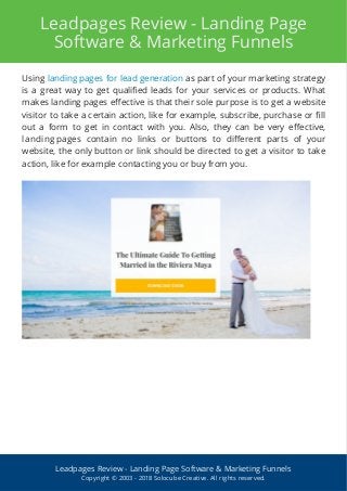 Leadpages Review - Landing Page
Software & Marketing Funnels
Using landing pages for lead generation as part of your marke...