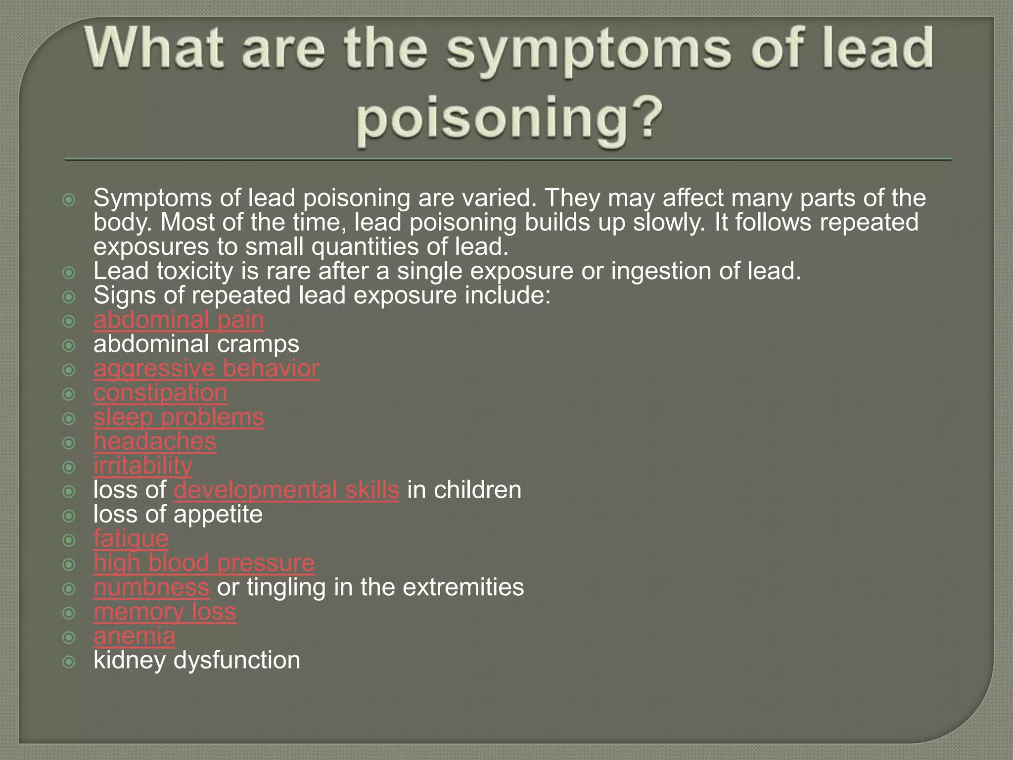 Lead poisoning | PPT