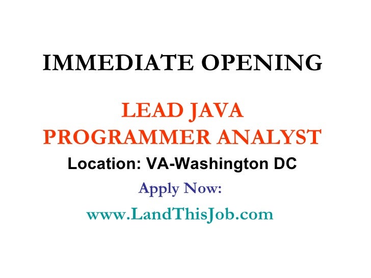 Lead JAVA Programmer