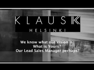 HAKU PÄÄTTYNYT Lead Sales Manager Hotel Klaus K (e)
