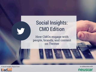 Social Insights:
CMO Edition
How CMOs engage with
people, brands, and content
on Twitter
A Social Insights Report from: In collaboration with:
 