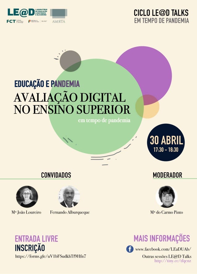 AVALIA��ODIGITAL
NOENSINOSUPERIOR
emtempodepandemia
https://forms.gle/uV1bFSudkhTf9Hfn7
ENTRADALIVRE
INSCRI��O
CONVIDADOS ...