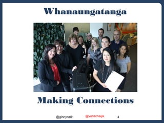 Whanaungatanga 
Making Connections 
@ginnynz01 @vanschaijik 4 
 
