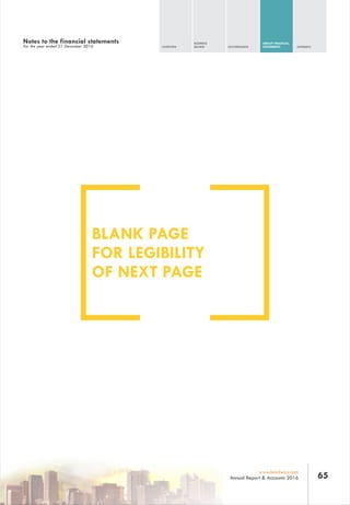OVERVIEW
BUSINESS
REVIEW GOVERNANCE
GROUP FINANCIAL
STATEMENTS APPENDIX
65www.leadway.com
Annual Report & Accounts 2016
Notes to the financial statements
For the year ended 31 December 2016
BLANK PAGE
FOR LEGIBILITY
OF NEXT PAGE
 