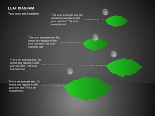 LEAF DIAGRAM
Your own sub headline
This is an example text. Go
ahead and replace it with
your own text This is an
example text.
1
2
4
This is an example text. Go
ahead and replace it with
your own text This is an
example text.
This is an example text. Go
ahead and replace it with
your own text This is an
example text.
This is an example text. Go
ahead and replace it with
your own text This is an
example text.
3
 