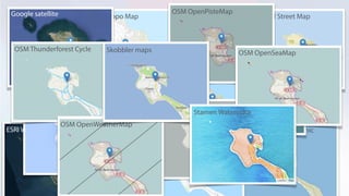 tile storm
OSM Mapnick
ESRI NavCharts
ESRI World Imagery ESRI National Geographic
Google hybride
OSM Thunderforest Transport
OSM Mapnick
Google roadmap
MapBox Warden
OSM Thunderforest Landscape
Geocommons Acetate
ESRI World Topo Map ESRI World Street MapGoogle satellite
OSM Thunderforest Cycle
OSM OpenPisteMap
OSM OpenSeaMap
OSM OpenWeatherMap
Skobbler maps
Stamen Watercolor
 