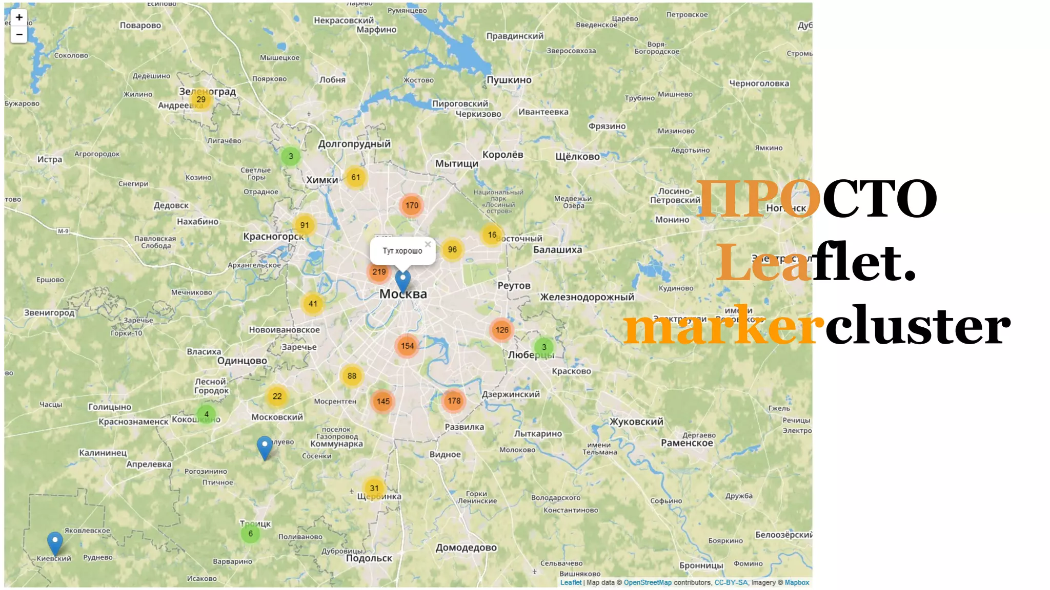ПРОСТО
Leaflet.
markercluster
 