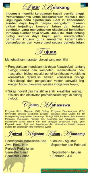Leaflet  Magister  Biologi  Unsoed 2010