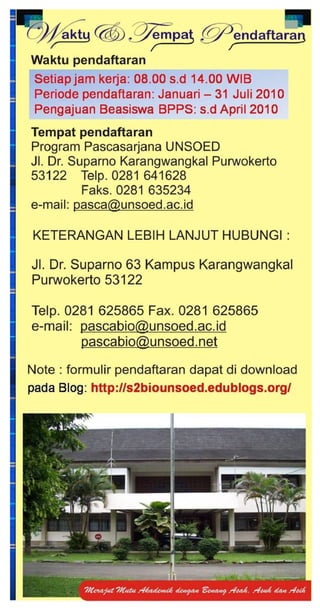 Leaflet  Magister  Biologi  Unsoed 2010